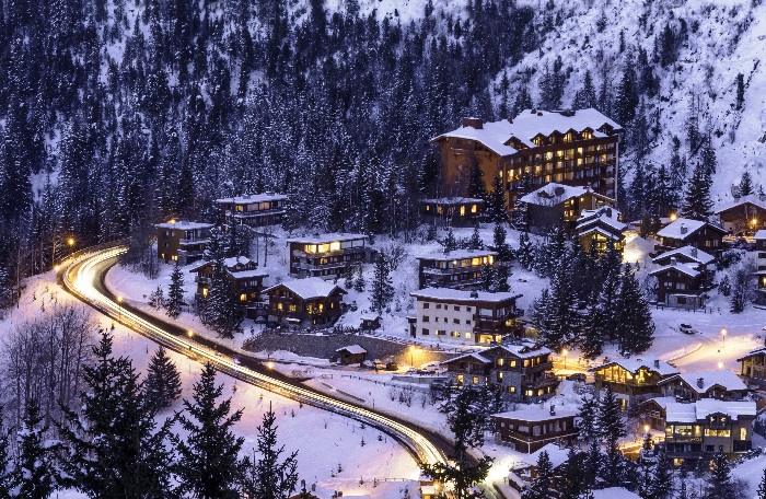 City in snow French Alps