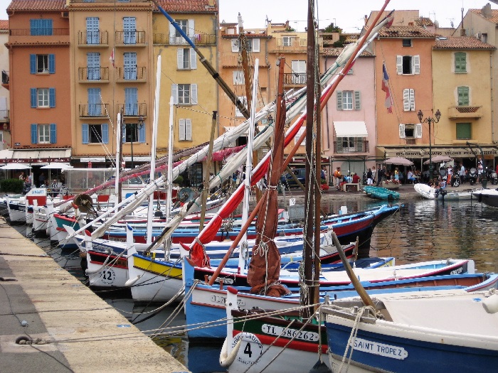 Typical blue and white boat